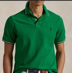 Polo by Ralph Lauren Green Short-Sleeve Polo with Contrast Tipping New With Tag